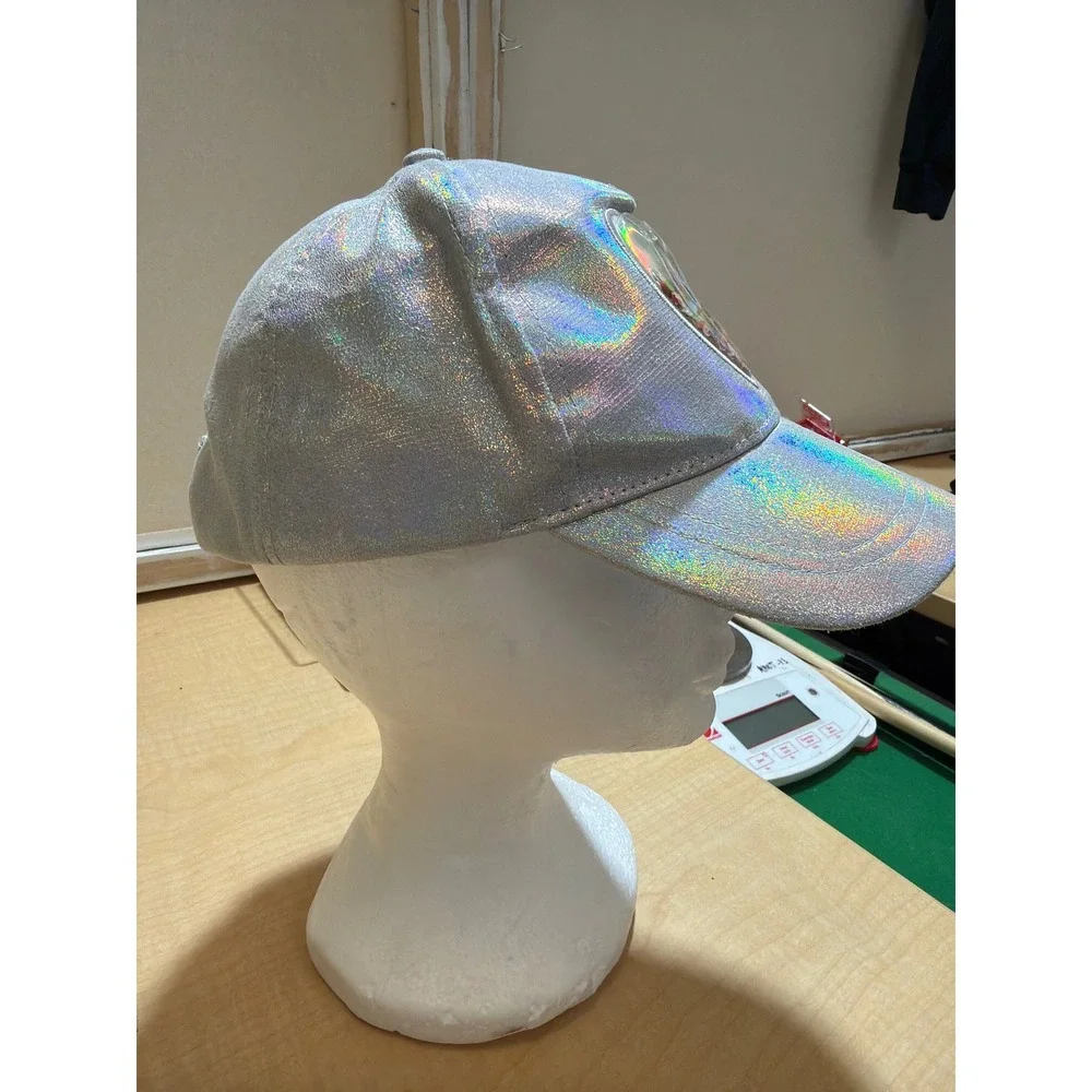 Childrens Place Girls Silver Holographic Love Heart Sequin Shaker Hat S/M 4-7